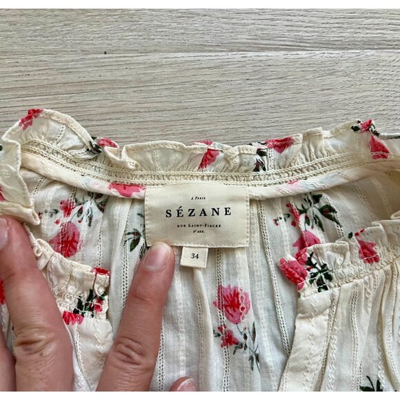 Sezane Cotton Puff Sleeve Blouse - Picture 4 of 4